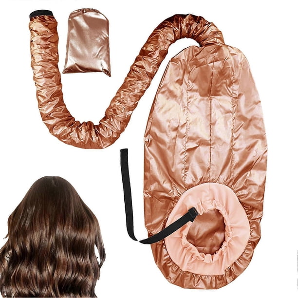 Gorro secador de pelo con ajuste regulable y bolsa de almacenamiento para cabello largo y rizado (rosa)
