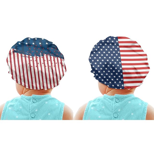 Zoizocp 2 Pack Kids Hair Cover American Flag Novelty Satin