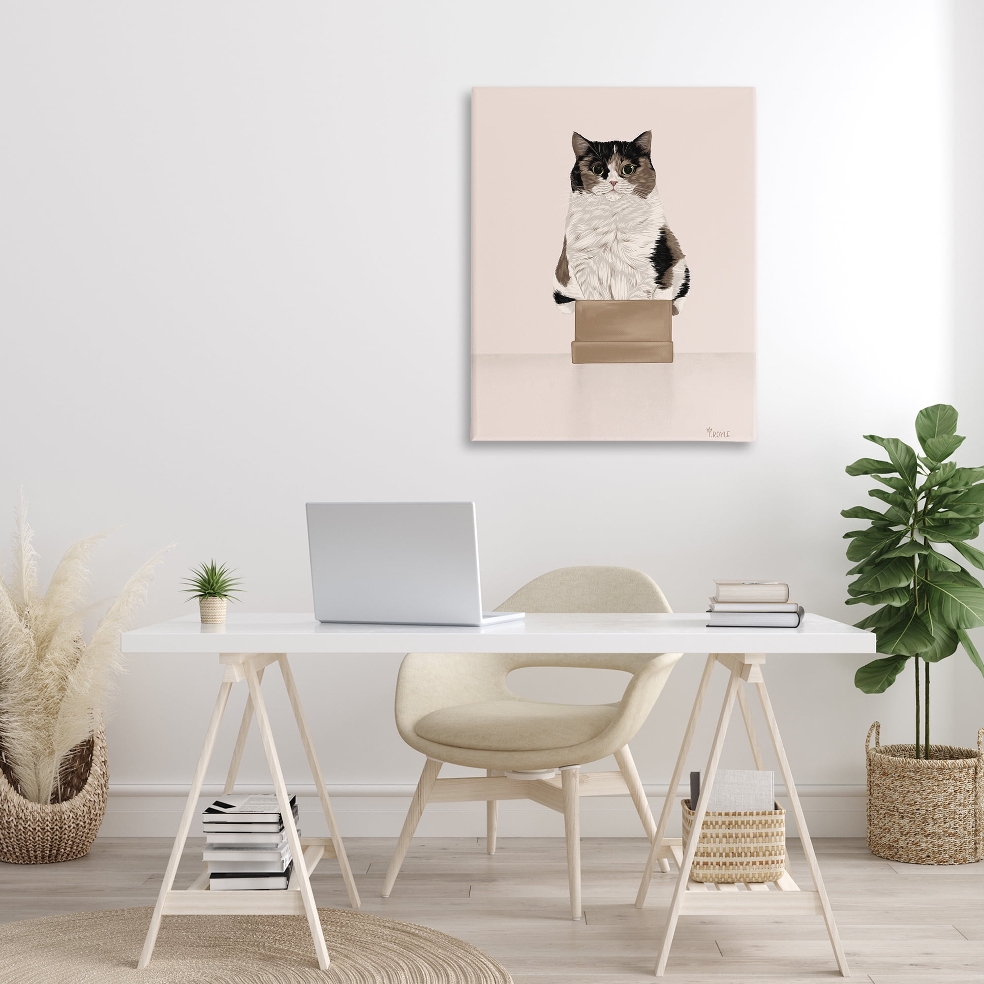 Stupell Industries Cat in Cardboard Box Animals & Insects Painting Gallery Wrapped Canvas Art Print Wall Art, 30 x 40