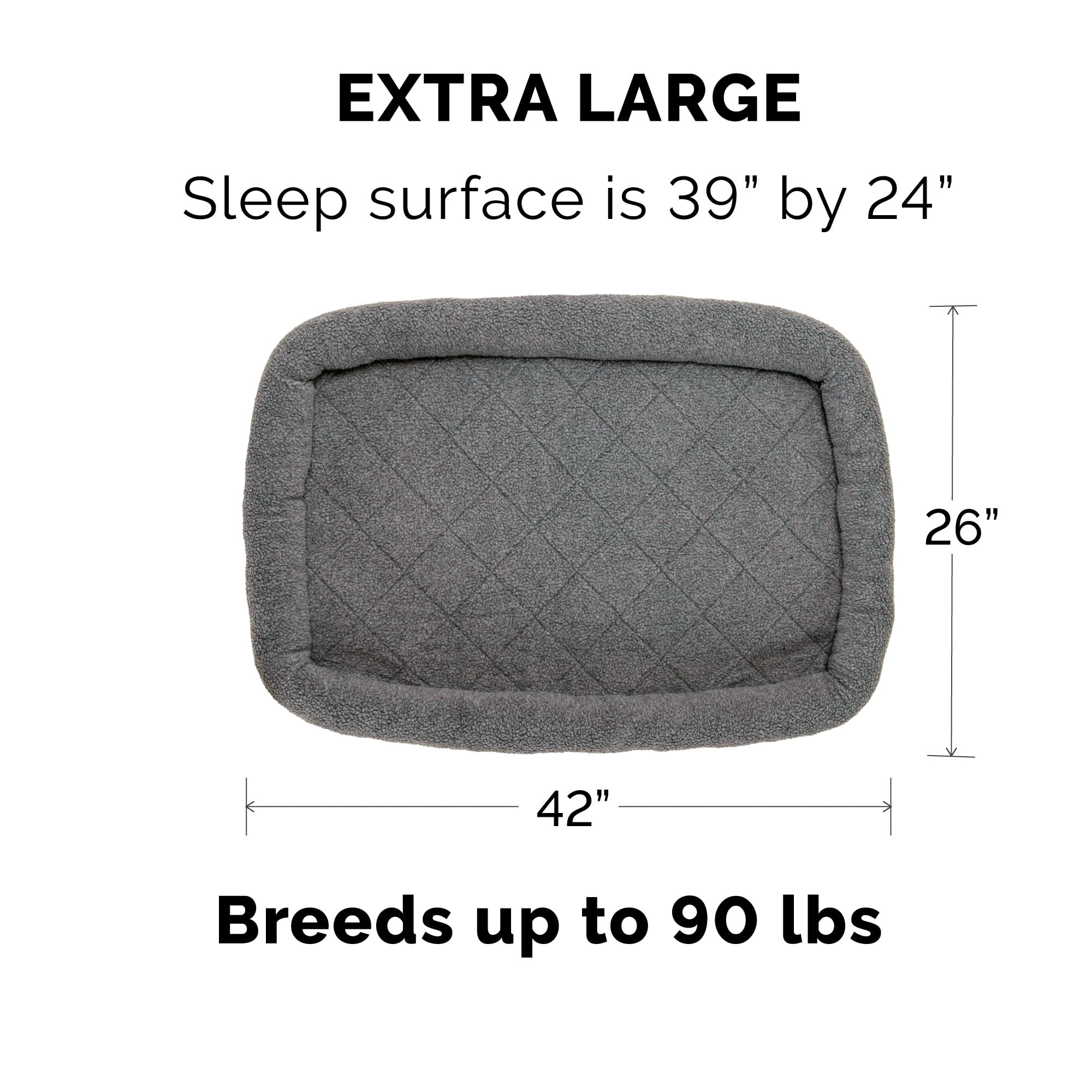 FurHaven Pet Products Faux Lambswool Bolster Crate Pet Bed - Gray, Extra Large