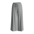 thumbnail image 4 of DYTTDG Women's Drawstring Wide Leg Pants | Casual Elastic Waist Solid Color Summer Trousers with Pockets, Loose Fit Lounge Pants, 4 of 8