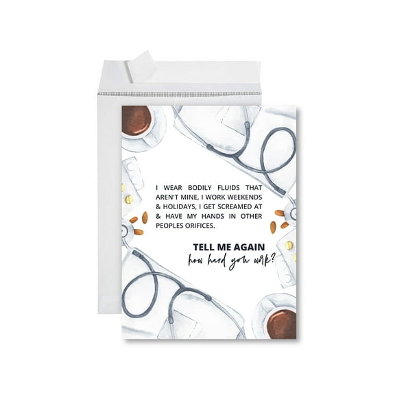 Koyal Wholesale Funny National Caregivers Day Jumbo Card, Tell Me Again How Hard You Work? 1-Pack