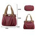 thumbnail image 3 of Casual ladies canvas shoulder bag large capacity handbag travel shoulder bag multifunctional ladies bag ladies canvas bag red 33cm * 35cm * 20cm-Purple coffee color, 3 of 5