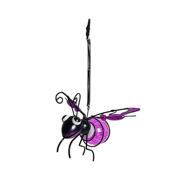 THHEIC Solar-Powered Hanging Bee Light - Metal LED Outside Bugs with Bouncy Springs - Solar Fairy Lights for Outside Garden Decor Backyard Balcony Porch Spring Decoration