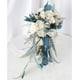 thumbnail image 1 of Xiao Hua Ramo de novia en cascada de 23 cm, color blanco cremoso, con flores de boda en cascada, hortensias rosas y eucalipto para centro de mesa, fiesta y aniversario de boda (ramo de novia), 1 of 5