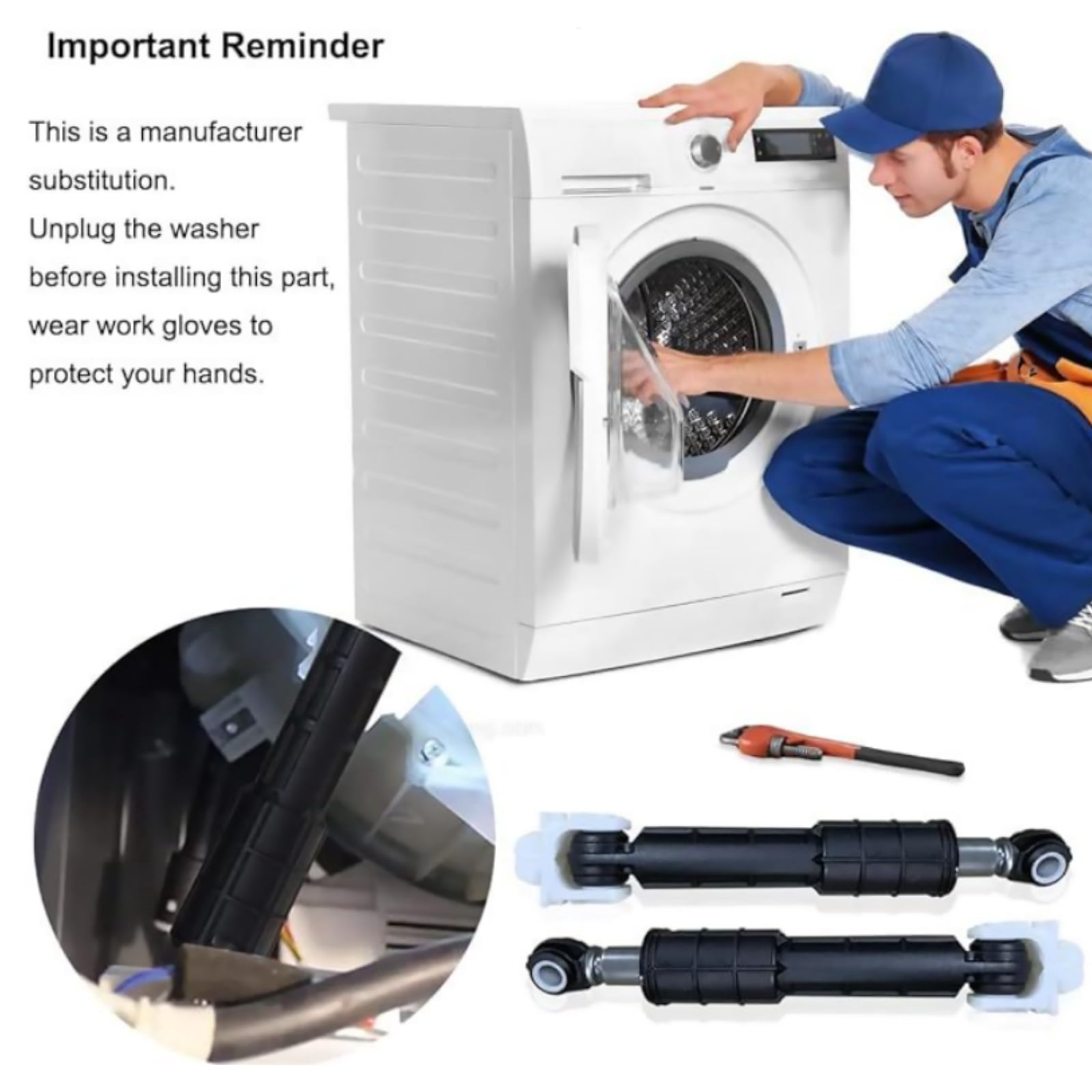 4pcs Washer Shock Absorbers for GE, Easy Replacement with Mounting Pins, High-Elasticity Parts for Quieter Laundry