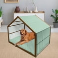 thumbnail image 2 of Mint Pet House, Shabby Fashion Abstract Squares Vintage Pattern Checkered Striped Crosswise, Outdoor & Indoor Portable Dog Kennel with Pillow and Cover, 5 Sizes, Jade and Almond Green, by Ambesonne, 2 of 4