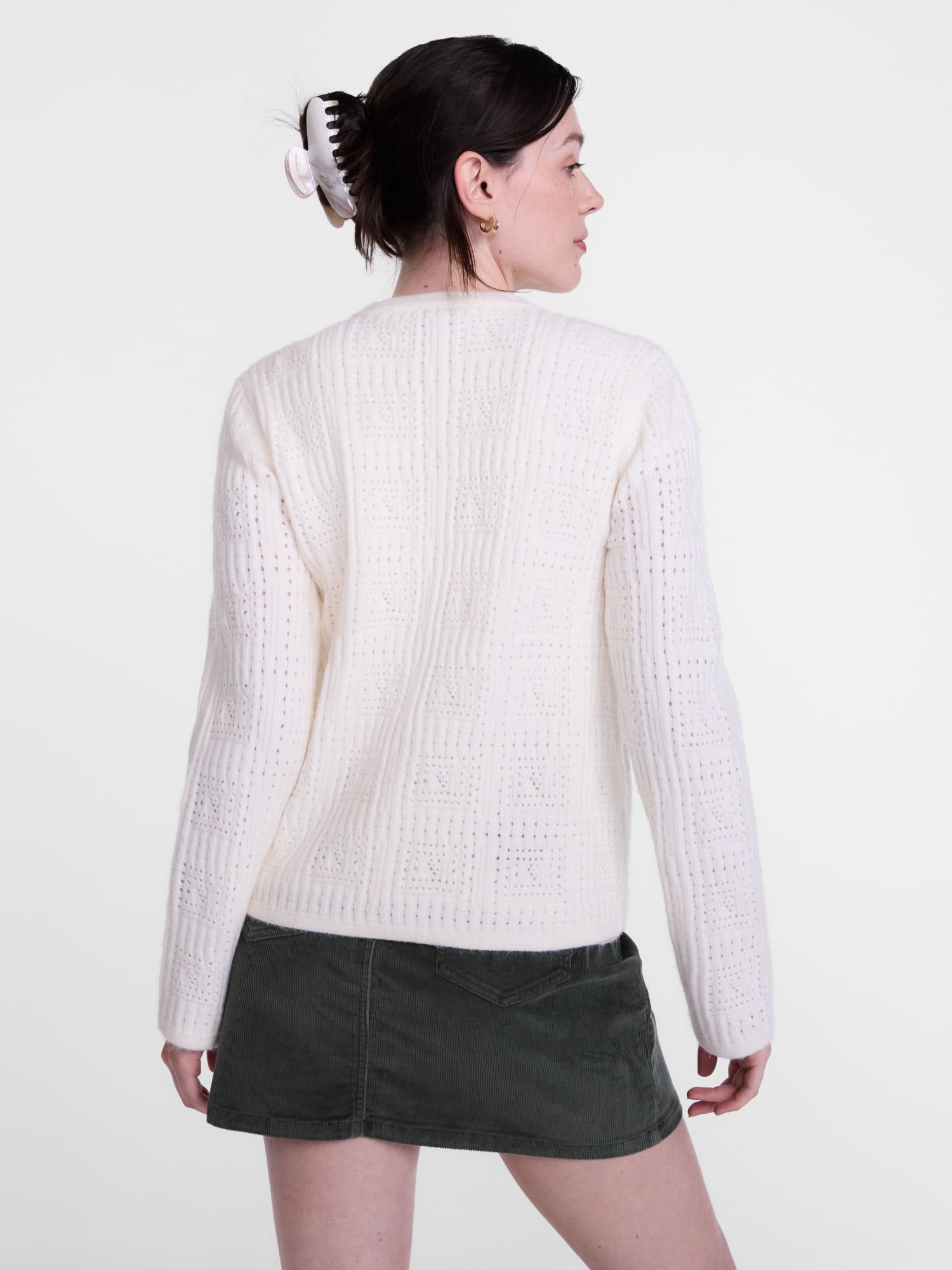 Scenario Women's Open Knit Cardigan Sweater with Long Sleeves, Lightweight, Sizes XS-XXXL