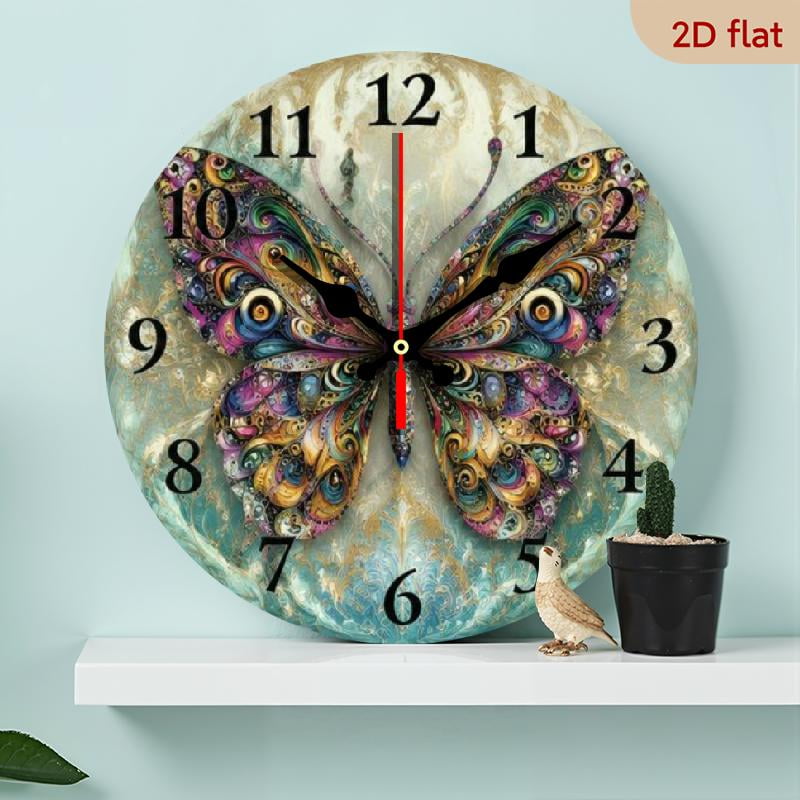 Colorful Butterfly Wall Clock with Abstract Art Design Vintage Round Clock for Living Room Bedroom and Kitchen Perfect Decorative Gift for Family and Friends on Any Special Occasion