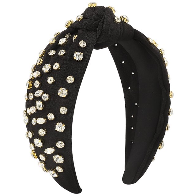 Bandas Laklulu para mujeres, bandas para mujeres, bandas para mujeres, banda ancha anudada, banda para el cabello superior adornada con joyas, elegante banda para el cabello para damas
