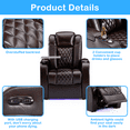 thumbnail image 3 of Weilianda Home Theater Seating Top Grain Nappa Leather Recliner Chair Dual Power Movie Gaming Sofa Electric Headrest with Tray Table Type-C USB Charge Cup Holders (Row of 4 Loveseat Middle), 3 of 8