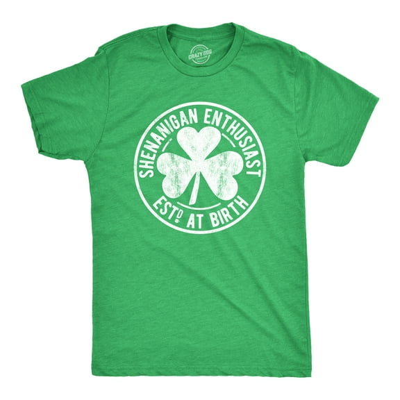 Mens Shenanigan Enthusiast T Shirt Funny Saint Patricks Day St Patty Green Tee Graphic Tees