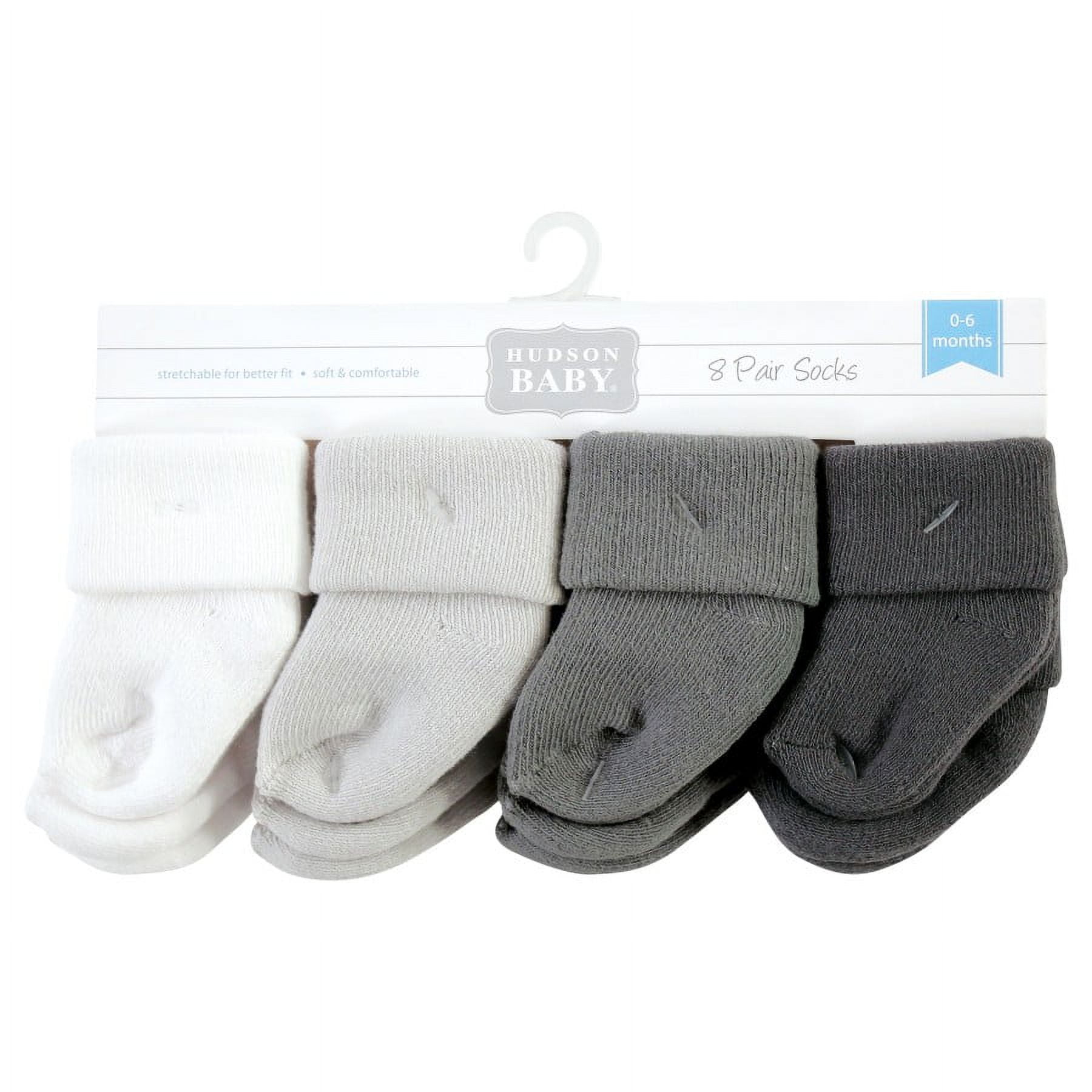 Hudson Baby Unisex Baby Socks, Gray and White (6 Pack)