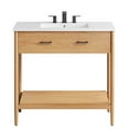 thumbnail image 5 of Sink Vanity Cabinet, White Natural, Wood, Mid Century Hotel Bedroom Bathroom, Modern Contemporary HB36490, 5 of 10