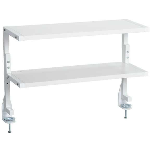 VIVO White Clamp-on 24" Above or Below Desk 2-Tier Shelving Unit, Desk Organizer