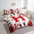 thumbnail image 3 of Feelyou Gothic Monogrammed H Bedding Comforter Set 7pcs, Horror Hand Print Queen Bedding Sets, Happy Halloween Reversible Queen Sheet Sets, Microfiber Bedroom Decor, 3 of 7