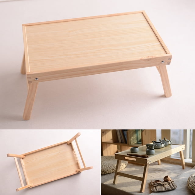 FONDOTIN 1pc Wooden Tea Tray Desk Laptop Tray Table For Breakfast In Bed Portable Serving Table