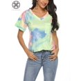 thumbnail image 6 of Luxtrada Plus Size Womens Summer Short Sleeve V Neck T-Shirt Tops Blouse Ladies Casual Loose Oversized Gradient Print T Shirts-2XL, 6 of 8