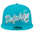 thumbnail image 2 of Men's New Era Aqua Miami Dolphins  Script Sided 59FIFTY Fitted Hat, 2 of 5