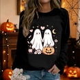 thumbnail image 2 of PLHWHYQ Women's Halloween Cute Ghost Pumpkin Graphic Crewneck Sweatshirt, Long Sleeve Casual Fall Pullover Top c-Black XXL, 2 of 6