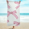 thumbnail image 3 of ZFLMY Pink Bows Bath Towel - Ultra-Soft Microfiber, Oversized 55.1x27.6, Quick Dry for Bathroom, Beach, Yoga, Camping, Hiking 55.1x27.6in, 3 of 7