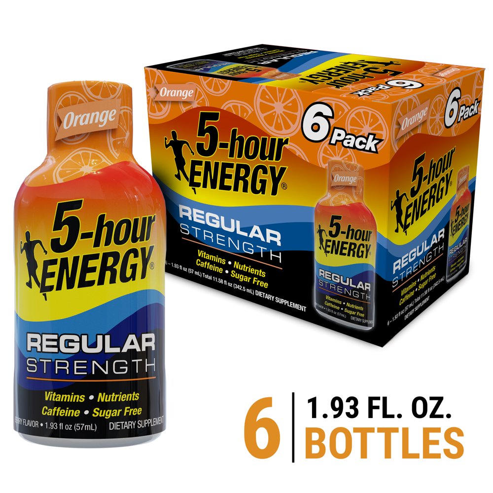 5hour ENERGY® Shot, Regular Strength, Orange, 1.93 oz, 6 Count