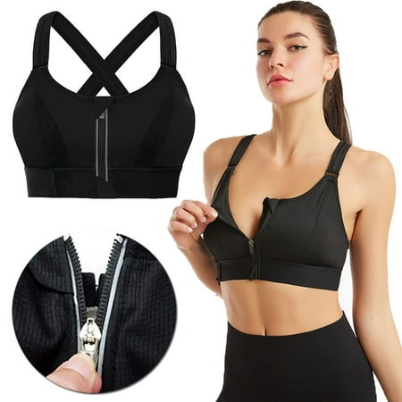 

No steel ring zipper sports bra adjustable shoulder strap vest yoga cross beauty back underwear women