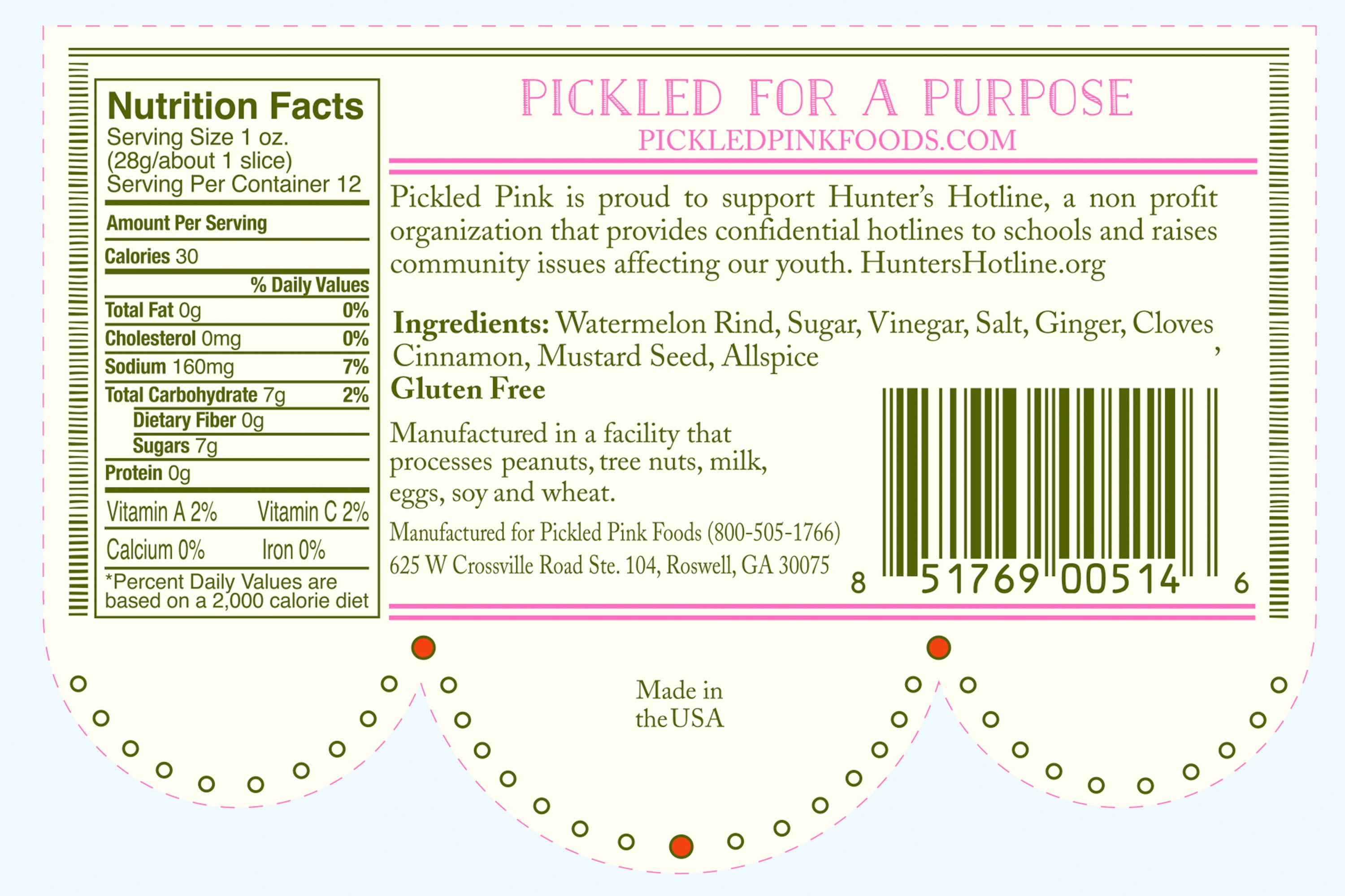 Pickled Pink Pickles, Spiced Watermelon, 16 Oz