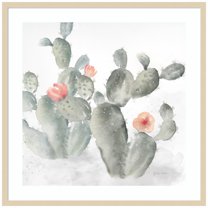 Amanti Art Cactus Garden Gray Blush III Wood Framed Wall Art Print