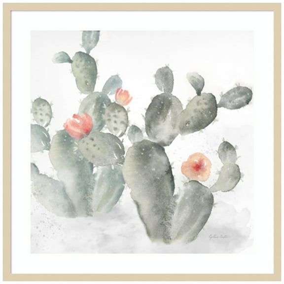 Amanti Art Cactus Garden Gray Blush III Wood Framed Wall Art Print