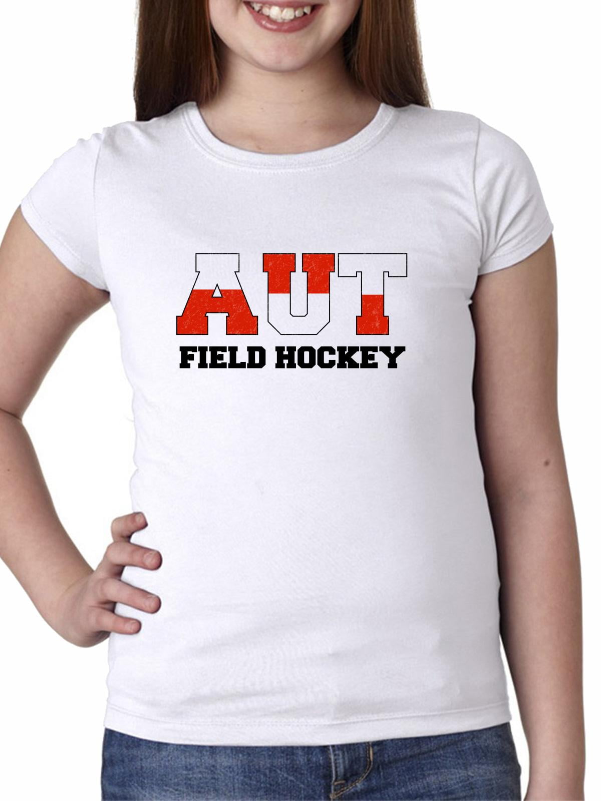 Austria Field Hockey Olympic Games Rio Flag Girl's Cotton Youth T-Shirt by Hollywood Thread