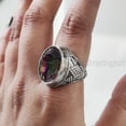 thumbnail image 6 of Mystic Topaz Mans Ring, Natural Mystic Topaz, November Birthstone Topaz, Silver Jewelry, 925 Silver Ring, Birthday Gift, Heavy Mens Ring, Arabic Oxidized Mans Ring, Christmas, Mens Signet Ring, 6 of 7