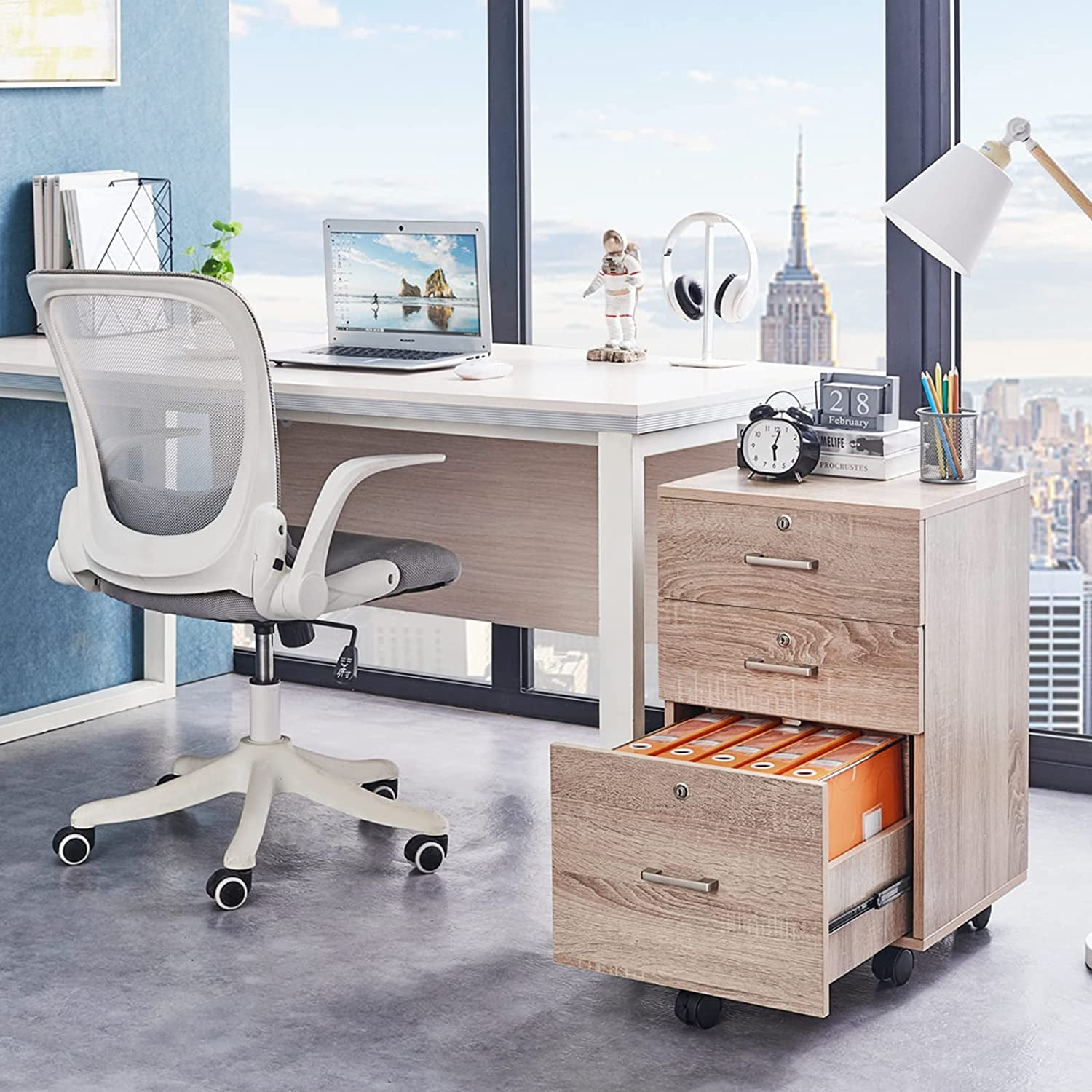 VINGLI 3 Drawer File Cabinet with Lock, Rolling File Cabinet Under Desk, 15.7” W x 15.7” D x 26” H
