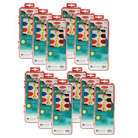 UPC: 0194629115730 | Charles Leonard Washable Water Color Set Oval Pan w/Brush 16 Assorted Colors 12 Sets