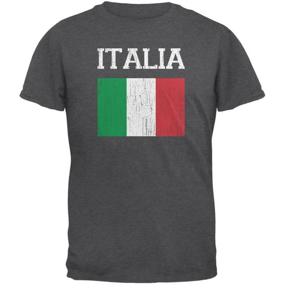 World Cup Distressed Flag Italia Dark Heather Adult T-Shirt - Large