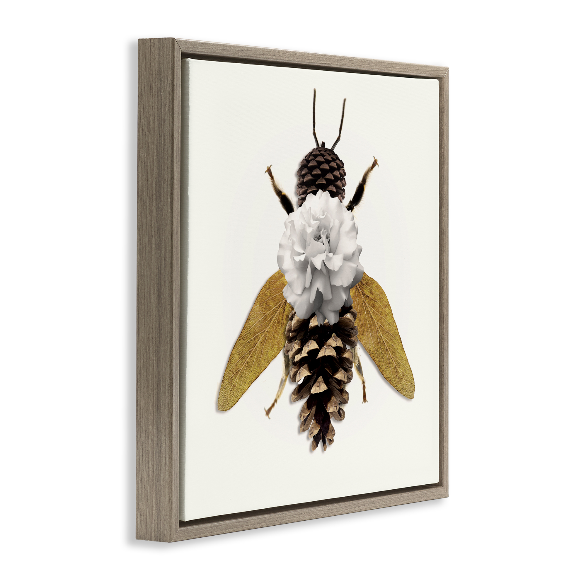 Nature Constructed Bee Brown Framed Floater Canvas Wall Art, design by Sasha