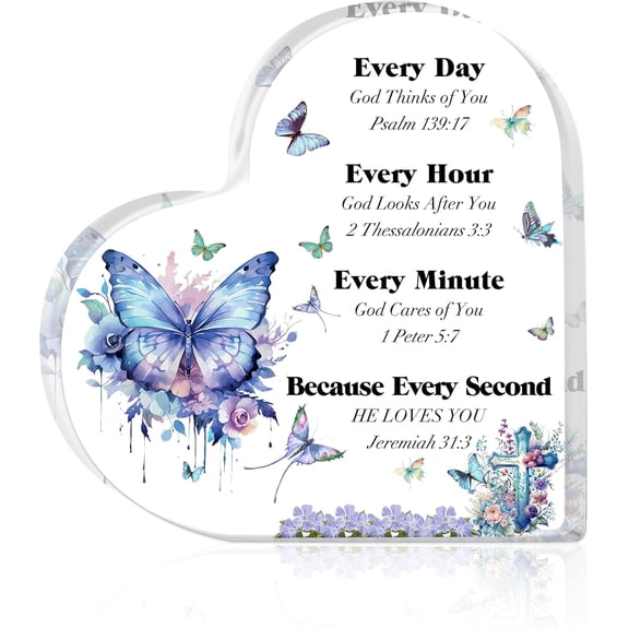 Christian Gifts for Women,Inspirational Gifts With Bible Verses and Prayers,Christian Decor for Home,Religious Scripture Motivational Gifts for Women Mom Friends Sister,Acrylic Plaque Faith Butterfly