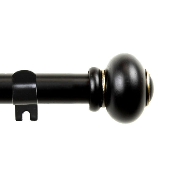 Contemporary Home Living 87.6" Black Solid Round Curtain Rod with Mounting Bracket