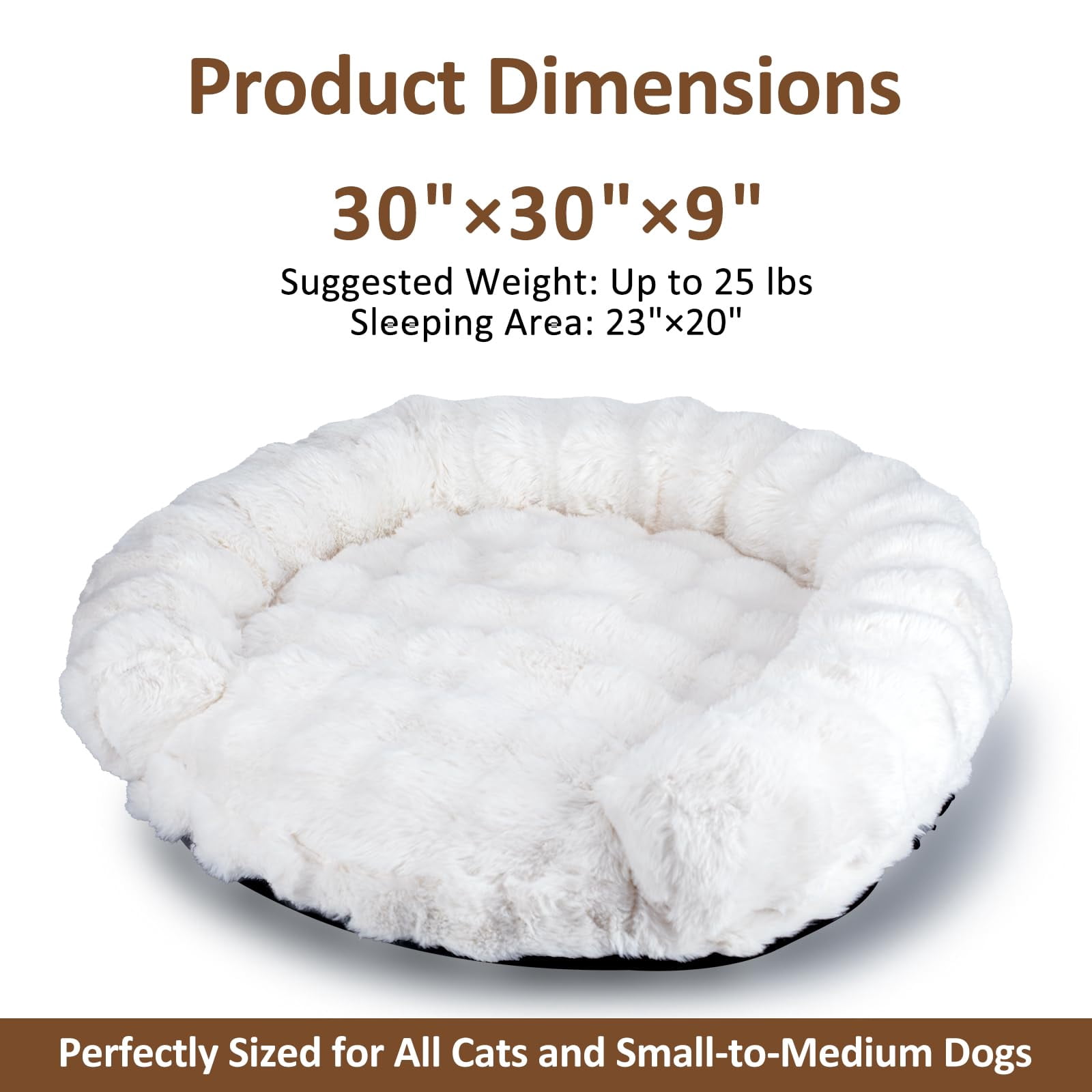 Dog Bed Couch Sofa For Small Medium Dogs And Cats Round Plush Pet Washable Puppy With Removable Cover Furniture Indoor Pets 30 X 30 9 White