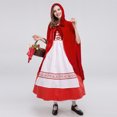 thumbnail image 6 of IBTOM CASTLE Women's Little Red Riding Hood Costume Halloween Christmas Party Dress up with Hooded Cloak Velvet Cape for Photo Prop M Red Print, 6 of 8