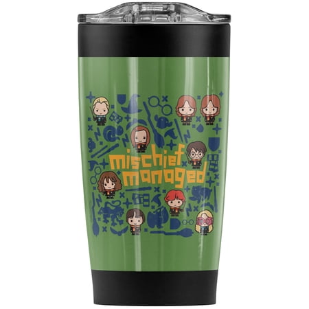Harry Potter Mischief Managed Chibis Stainless Steel Tumbler 20 oz Coffee Travel Mug/Cup Vacuum Insulated & Double Wall with Leakproof Sliding Lid | Great for Hot Drinks and Cold Beverages