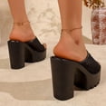 thumbnail image 5 of Rokment Mesh Platform Chunky Block High Heels Dress Slip on Sandals for Women Trendy Casual Breathable Heeled Slides Dressy Pumps Summer Shoes Black Size 7.5, 5 of 7