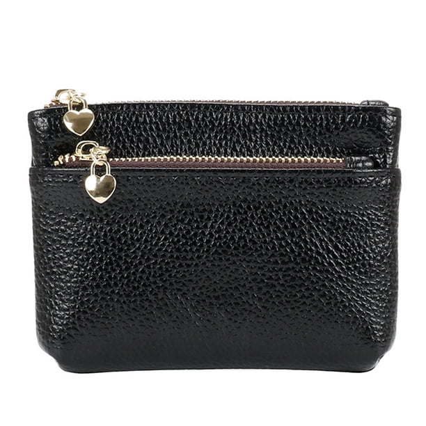 Monedero para mujer, cartera pequeña y corta, bolso para carné de conducir de cuero suave
