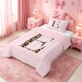 thumbnail image 2 of meiyoeat Cheetah Print Initial E Twin Comforter Sets,Girly Bow Monogram Art Bedding Set For Girl,Pink Reversible,2 Pieces,1 Comforter and 1 Pillowcase, 2 of 7