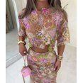 thumbnail image 2 of Women's Floral Embroidered Crop Top and Mini Skirt Set, Sequin Party Two Piece Outfit, 2 of 3