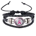 thumbnail image 1 of Concienciación sobre el cáncer de mama Cute Care Around The Breast Accesorios Pulsera de cuero hecho a mano Mujeres, 1 of 3