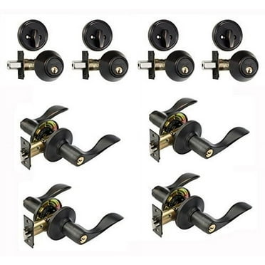 3 Pack Keyed Alike Entry Door Knob And Single Cylinder Deadbolt Lock Combo Set Front Door Entry Knobs Lockset Deadbolt Combination Set Keyed Entry Knobse