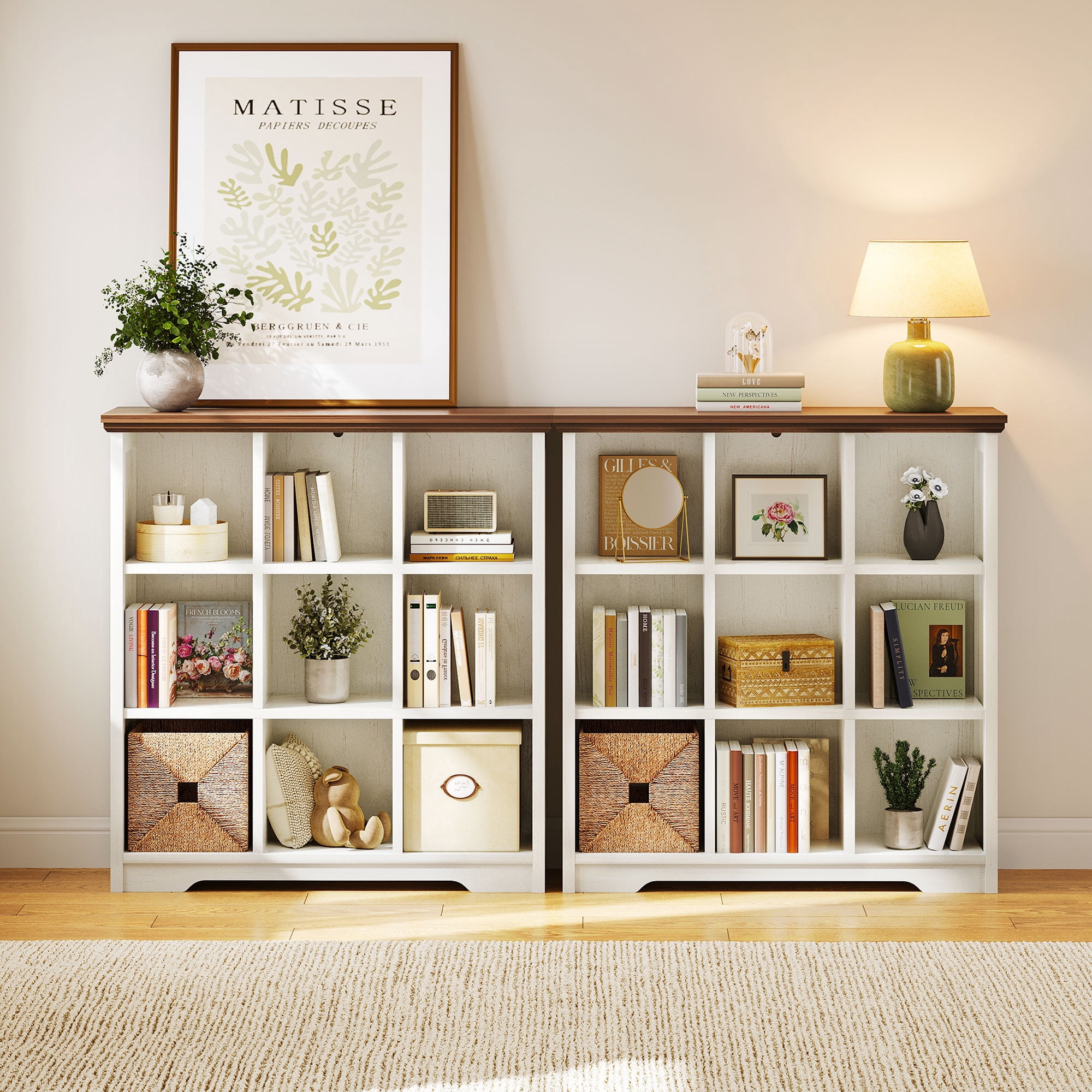 Casacomoda 3-Drawer 6-Tier Geometric Bookshelf, Wood Metal Storage