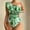 Green, variant on Generic Womens One Piece Swimsuits One Shoulder Tummy Control Ruffle Bathing Suit Slimming Floral Print Beach Swimwear