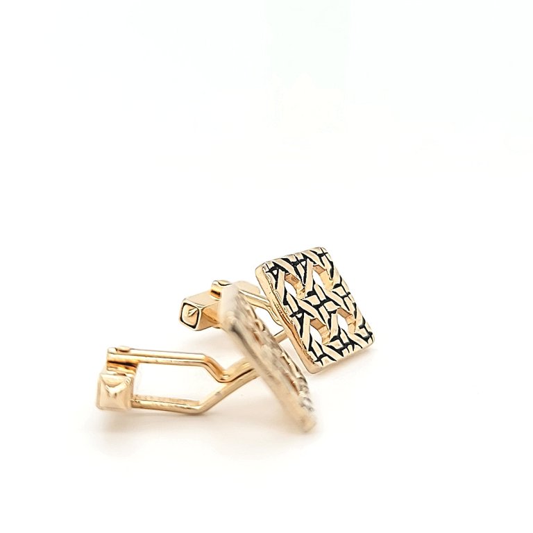 Boutons De Manchette Swank Vintage, Motif Nœud, Or Et Argent - Occasion